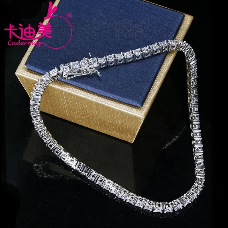 Cadermay 925 Sterling Silver 3mm 4mm 5mm DEF Moissanite Diamond Tennis Bracelet White Gold Plated Iced Out Single Row Bracelet