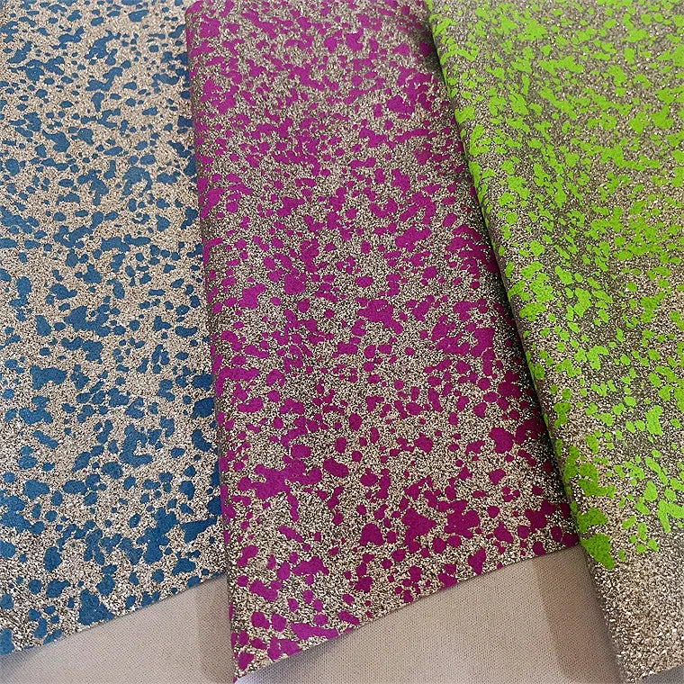 For Handbag Accessories Hair Bow Material Cow Pattern Silver Glitter Sparkling Colorful PU Leather 0.6-0.8 Mm King Lion HC-A15
