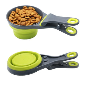 3 in 1 Silicone Collapsible Pet Bowls Pet Dog Food Measuring Cups Adjustable Dog Bowl With Sealing Clip
