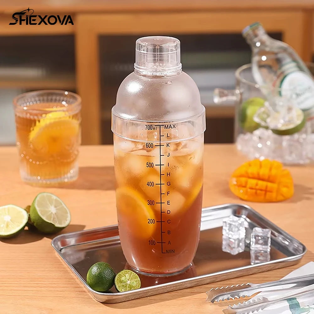 2024 Hot Sales 500Ml/700Ml Clear Juice Shaker With Scale Line Milk Tea Shop Hand Shaker Cup Bartending