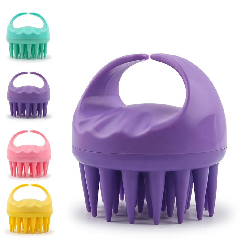 Long Teeth Oval Ionic Silicone Scalp Massager Custom Cushion Shower Shampoo Brush Hair Growth Dandruff Removal Compact