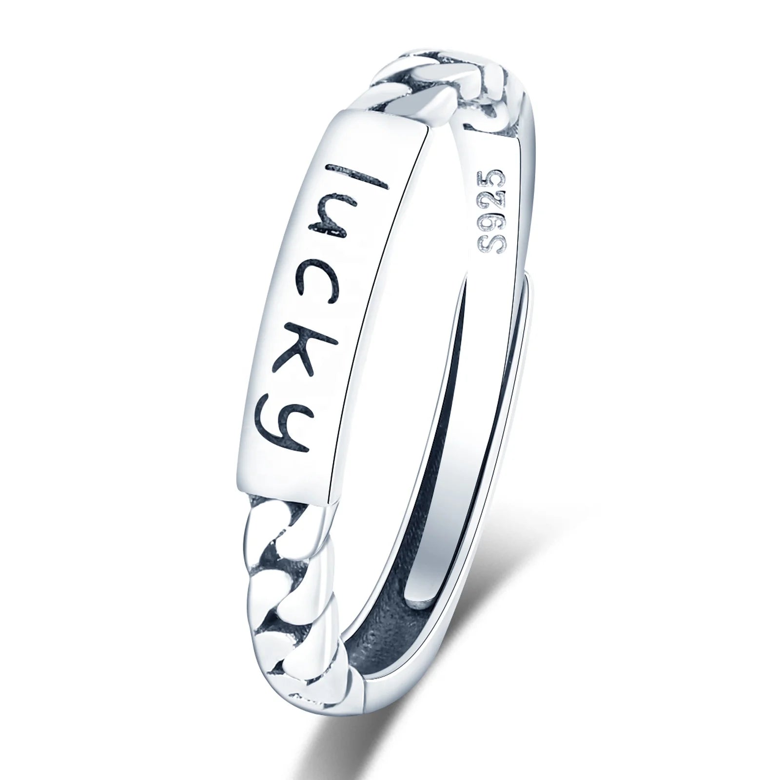 Fine Jewelry Adjustable Open S925 Infinite Lucky Chain Silver Finger Ring Fine Jewelry Rings