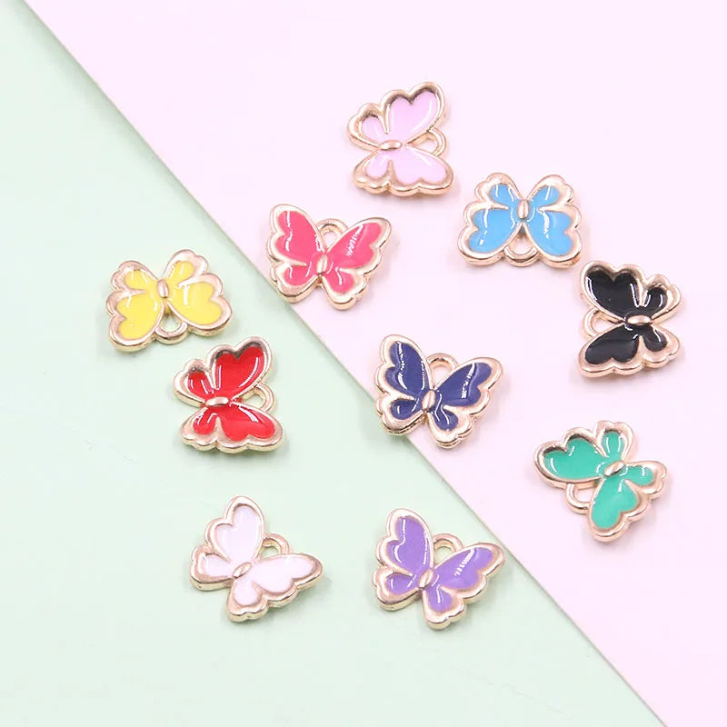 10Pcs/lot 11*13mm New Product Alloy Metal Drop Oil Butterfly Charms Animal Pendant for DIY Bracelet Necklace Jewelry Making