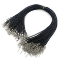 Rinhoo 100 Pcs /batch Adjustable Braided 45cm Black Leather Rope Wax Thread Lobster Clasp for DIY Necklace Pendant Chain Jewelry