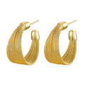 Europe Oversize Fashion Earrings Jewelry Personalized Lightweight Gold Textured Twisted Big Hoop Earrings Women 2023
