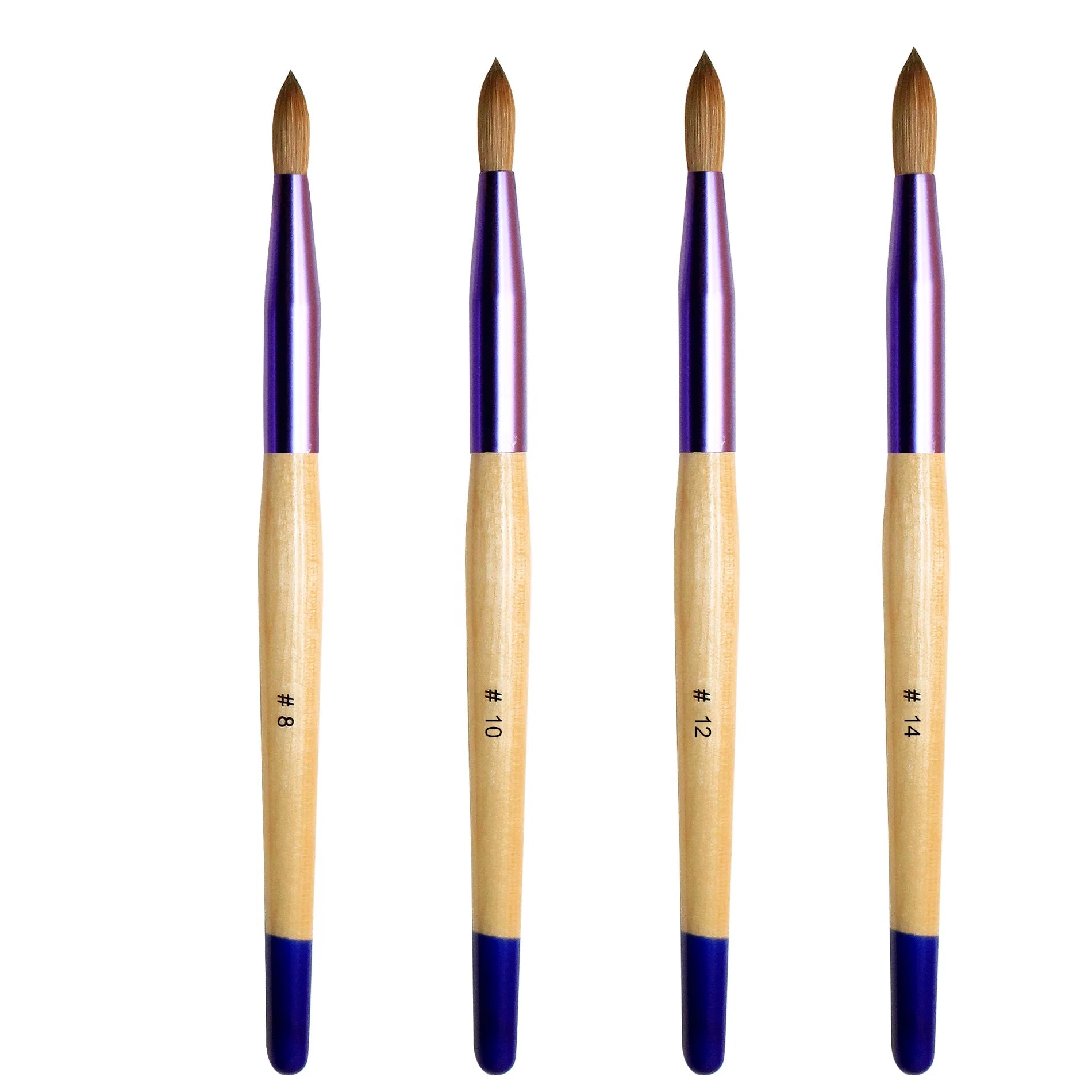 YALIXIN Custom Private Logo Natural Wooden Handle 100% Pure Kolinsky Acrylic Nail Brush Round Flat Head 3D Acrylic Brush