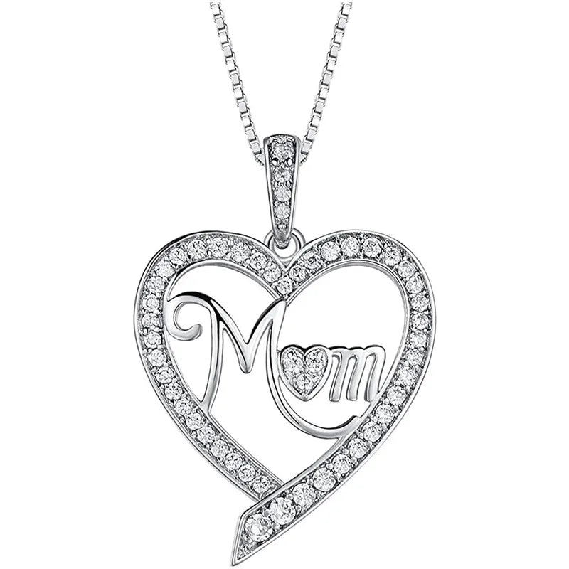 CAOSHI New Arrival Mother's Day Necklaces for Mom Luxury Cubic Zirconia Silver Plated Letter "Mom" Love Gift Necklaces Jewelry