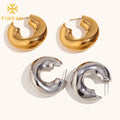 Waterproof Trendy Jewelry Hypoallergenic Stainless Steel 18K Gold Plated Bold Thick Chunky Earrings