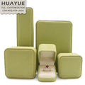 Wholesales Green Microfiber Flip Display Case Gift Jewellery Packaging Necklace Bracelet Ring Jewelry Box with Velvet Inserts