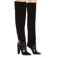Women's Zip-Up Over-the-Knee Chunky High Heel Pointed Toe Boots Winter Autumn Stylish Black