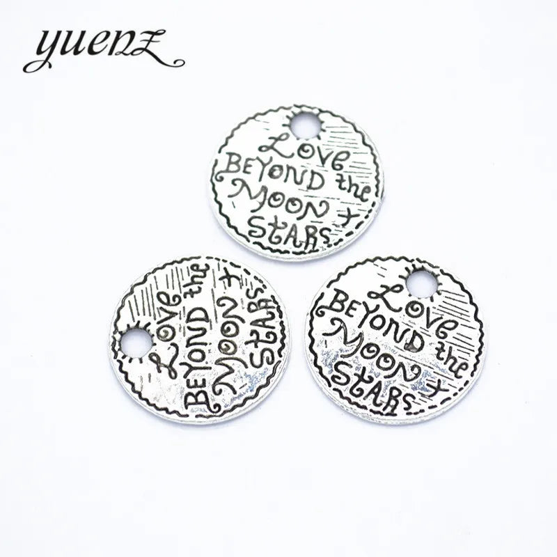 YuenZ Metal Antique Silver Color Letter Charms love Beyone the Moon Star Charms Pendant for Bracelet Jewelry Making S254