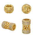 CZ8634 Large Hole Rhodium 18k Gold Plated Cubic Zirconia Micro CZ Pave Love Heart Barrel Spacer BeadsDiamond Pave Tube Spacers