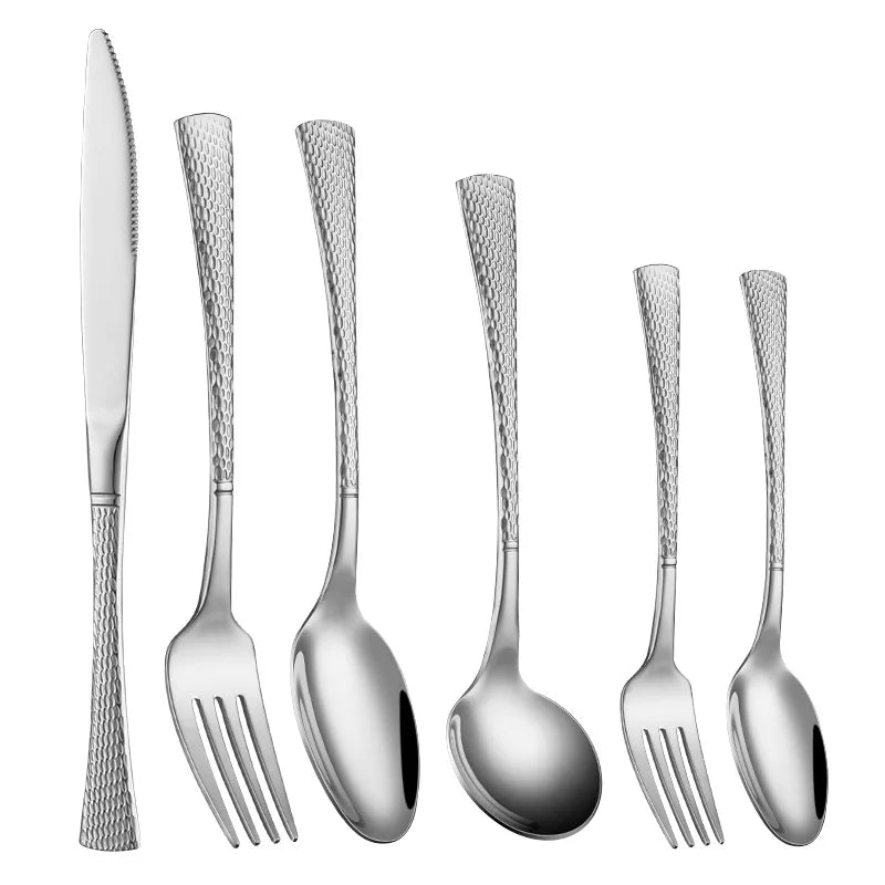 High -Quality 304 Stainless Steel Cutlery Mirror Flatware Knife Fork Spoon Silverware for Restaurants