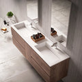 Modern Solid Wood & Plywood Carcase Wall Mounted Mirrored Bathroom Vanity Sink Acrylic Solid Surface Wash Basin for Hotel Use