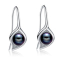 Hot Sale Fine Jewelry 925 Sterling Silver Black Pearl Drop Earrings for Women