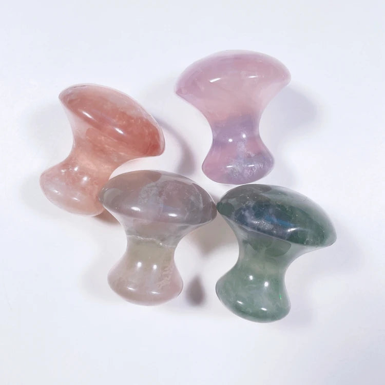Huiying Huiying Fluorite Facial Guasha Stone Mushroom Shaped For Anti Wrikle Scraping Massager Stone Facial Gua Sha