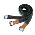 Solid Color Simple Canvas Belt with Double-Ring Iron for Buckle Casual Nylon Fabric for Daily Use