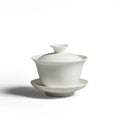 4oz Sancai Cover Bowl Lid Saucer Chinese Kungfu Tea Set Traditional White Porcelain Gaiwan Ceramic Tea Cup