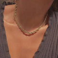 Wholesale 14k Gold Plated Titanium Steel Fried Dough Twist Chain Necklace 8MM Twisted Chain Men's Anniversary