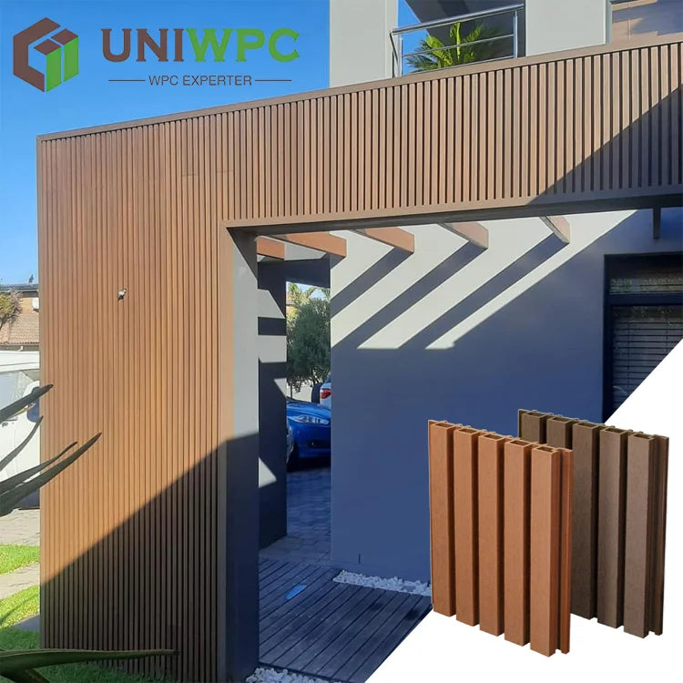 Slatted/Fluted Wall Panel Exterior Siding Co-extrusion External WPC Cladding  219*26mm Outdoor Wall Cladding