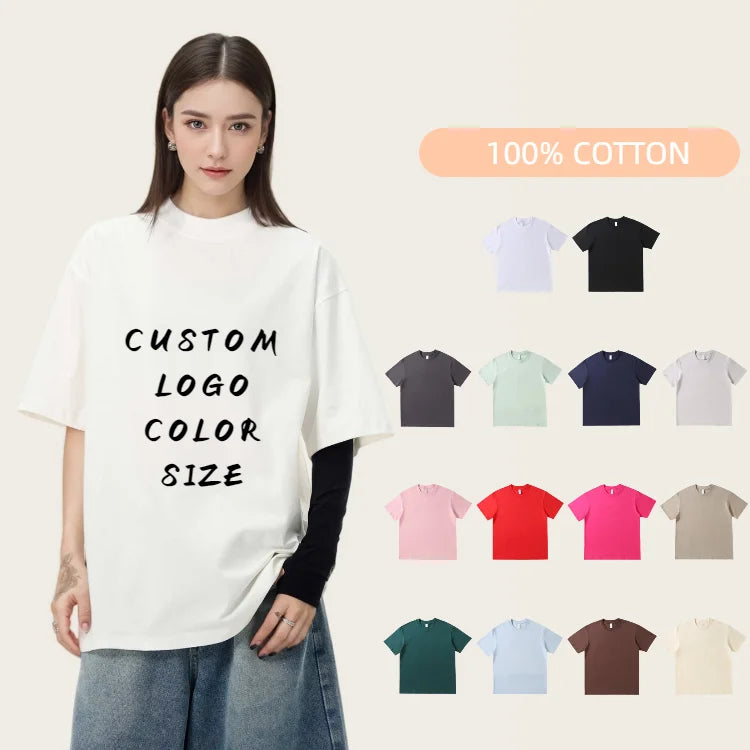 Women's Loose Fit 230Gsm T-Shirt Eco-Friendly Screen Printed Branded Tee-Shirt for Men and Women