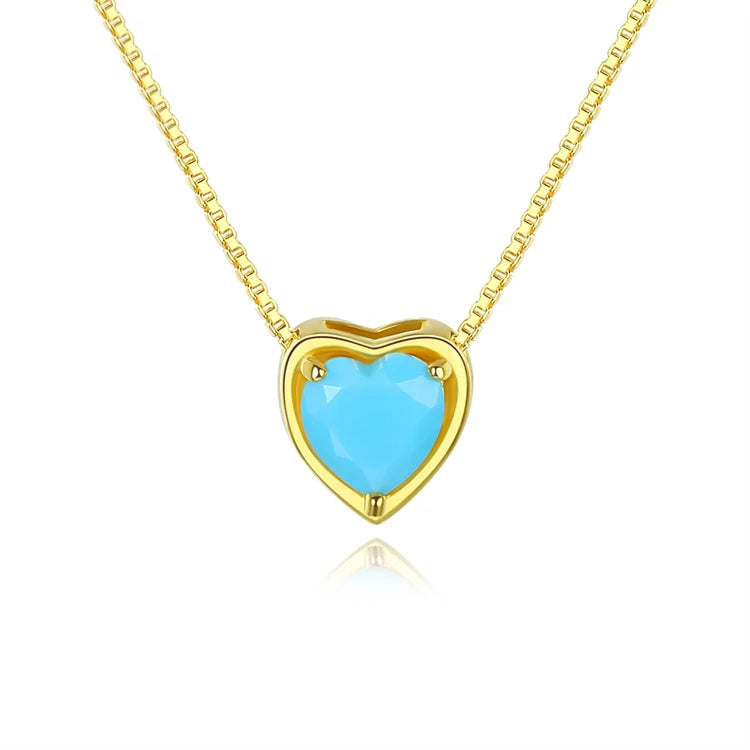 Fine Jewelry Heart Shape Gemstone Pendant 925 Sterling Silver Simple Zircon Diamond Necklace For Women
