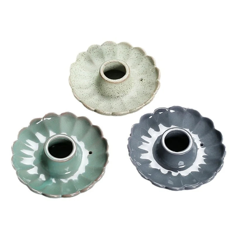 INS Creative Home Ceramic Aromatherapy Sage Ornament Cross-Border Simple Candle Holder and Incense Holder Holy Wood Tray