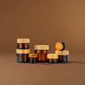 Cosmetic Container Facial Cream Jars Plastic Bamboo Lids Empty 5g-100g Glass Jars for Body Butter Scrub Packaging for Skin Care