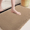 Eco-friendly Waffle Bath Mat Super Absorbent Non-Slip Bath Mats for Bathroom Floor Machine Washable Bathroom Rugs with Tassels