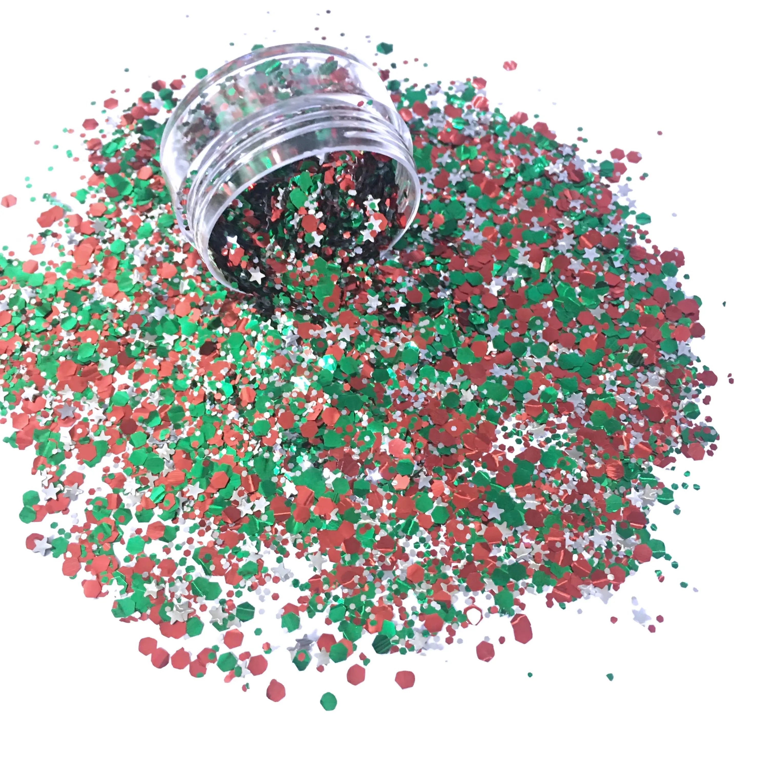 Wholesale Hot Sale Shiny Tinsel Sequins PET Glitter Powder Mix Holographic Eco Friendly Customizable Bulk for Christmas 1KG