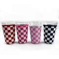 Custom Prints Neoprene Cup Holders Insulated Cup Sleeves Checkered Design 16oz 24oz 32oz Iced Coffee Cup Sleeve