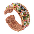 2022 Bohemian Retro Adjustable Cuff Bracelet Open Design Natural Stone Bling Beads Fashionable Mother's Day Fashionable Bangles