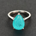 925 Sterling Silver Green Stone Paraiba Ring Pear Cut Alexandrite Jewelry Ring