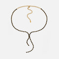 2024 Dazan New Winter 18k Gold Plated Stainless Steel Classical Shine Black Zircon Y Tail Tennis Necklace Cowgirl Women Jewelry