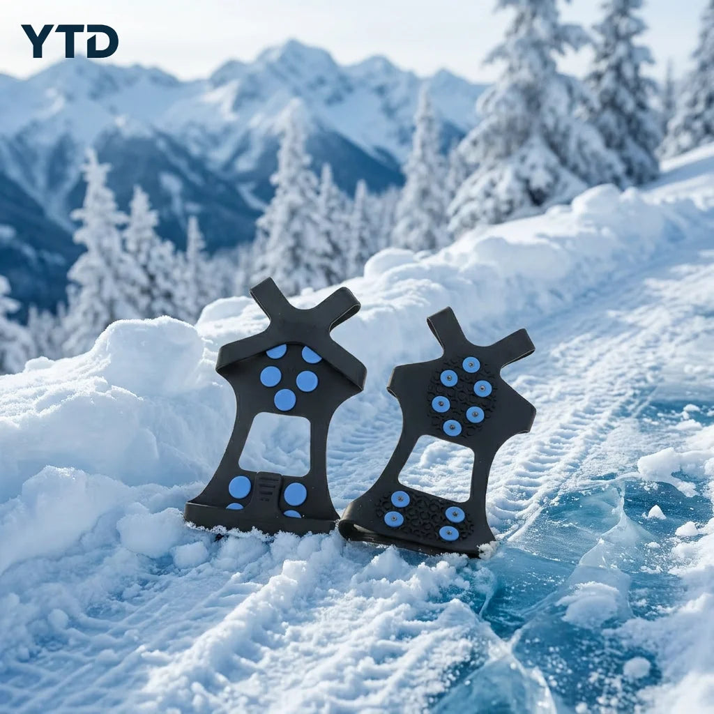 Rubber Anti-Slip Ice Cleats for Shoes with Mid Sole Spikes High Elastic Flexibility Durable Lightweight Winter Protection