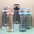 Measured Water Bottle Portable Outdoor 2000ml Clear Plastic Drink Water Bottle Multiple Color Water Bottle with Straw