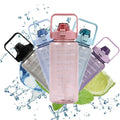 Bpa Free 2l Half Gallon with Time Marker& Handle Gym Sports Clear Plastic Motivational Water Bottle