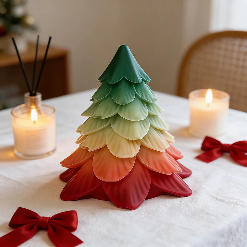 Wholesale 3D New Christmas Tree Style Shape Big Candle Mold Silicone Rubber for Resin Mould Making