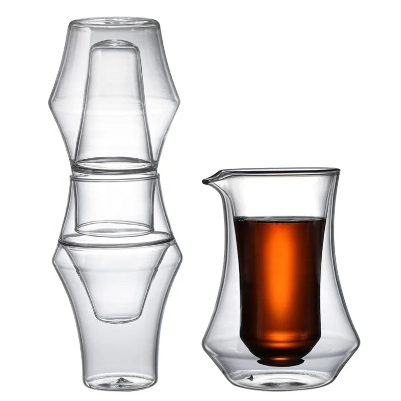 Custom Logo Clear Heat Cold Resistant High Borosilicate Glass Insulated Double Wall Glass Coffee Beer Cup Mug