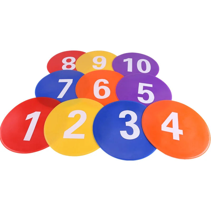 LXY-073 Set of 10pcs 9 Inch Flat PVC Soccer Cones Numbered Field Court Markers