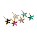 Gorgeous 925 Sterling Silver Jewelry Cute Crystal Green Turquoise CZ Flower Stud Earrings Cubic Zirconia Mini Flower Earrings