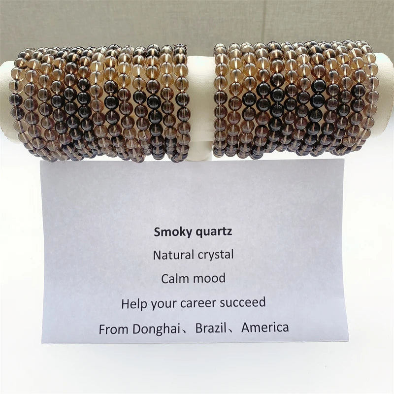 New Arrival Natural Crystals Healing Stones 8 mm Smoky Quartz Bracelets for Healing