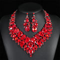 Hot Sale Exaggerated Luxury Fashion Water Drop Crystal Flower Bride Dress Statement Necklace Earring Set