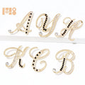 Alphabet Letter Rhinestone Brooch Pins Children's Alloy Jewelry with Plating Technology for Wedding & Engagement Occasions