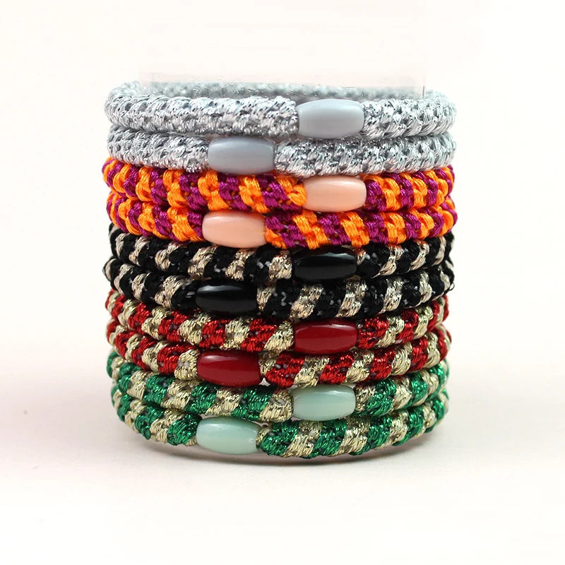 42colors 8mm Drawstring Thick Hair Ties Plait Elastic Hair Bands Braided Hair Scrunchies Rope Ponytail Holder for Girl Wholesale