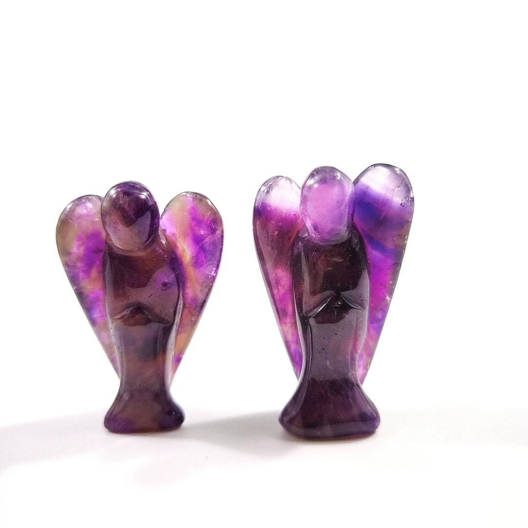 Huiying 1.5 Inch Amethyst Stone Angels Carving Sculptures for Sale