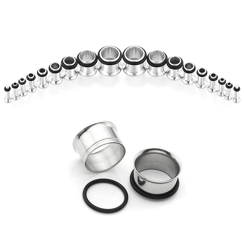 Set 10 Pairs Surgical Steel Ear Plugs Single Horn Flesh Tunnel Piercing Expander Ear Stretcher for Women Men Stainless Steel