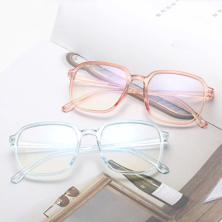 DOISYER Unisex Anti Blue Light Oversized Retro Computer Glasses 2 Pack in One Cheap PC Women's Eyeglasses Frames