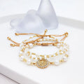 Luxury 18K Copper Plated Zircon Round Brand Bracelet Natural Freshwater Pearl Shell Seed Bead Beaded Bracelet for Women