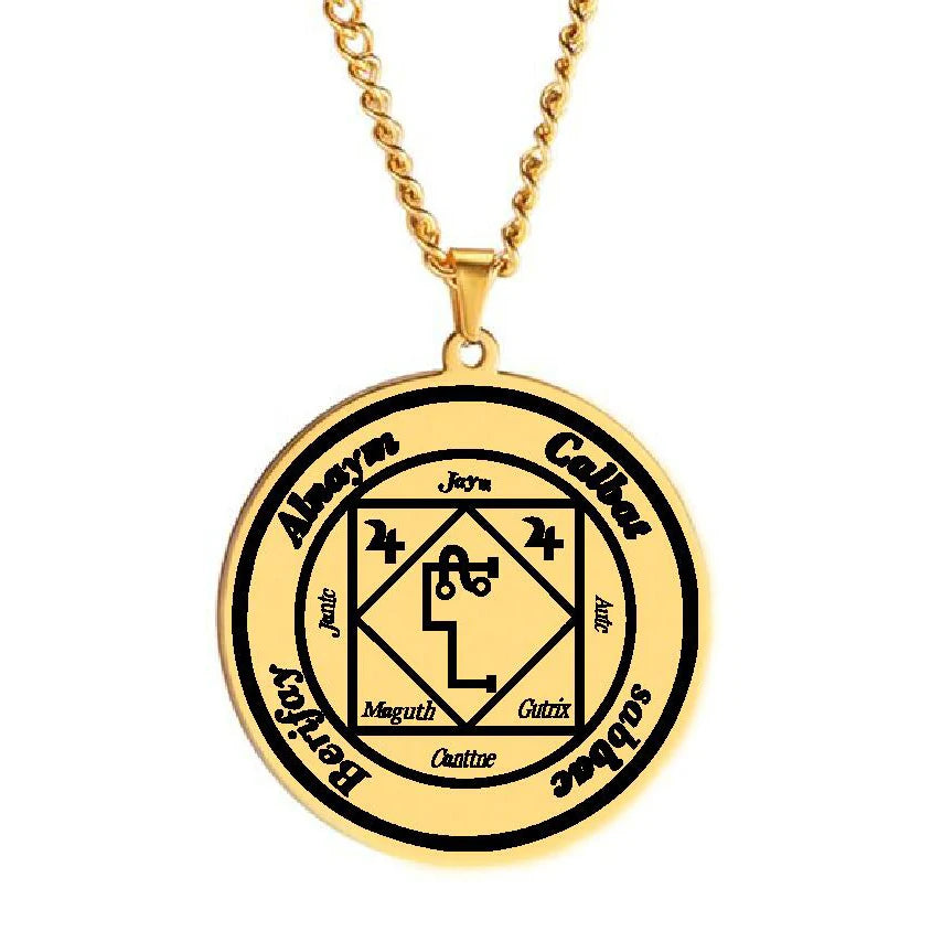 HLSS268 Alnaym Calbat Sabbac Berifay to Please the Spirit of Jupiter Talisman Laser Cut Stainless Steel Amulet Pendant Necklace